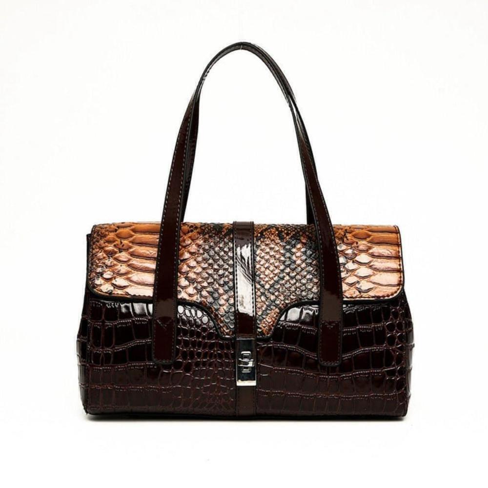 Large Capacity Shoulder Handbag In Snake Pattern